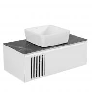 Тумба подвесная Aqua Rodos MANHATTAN (белый мат) со столешницей КР Namibia Black 100 см и умывальником One46 см