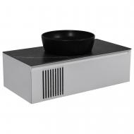 Тумба подвесная Aqua Rodos MANHATTAN (белый мат) со столешницей КР Namibia Black 100 см и умывальником One 46 см черный