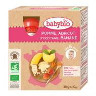 Пюре органічне з яблука абрикоса та банана 4x90г BABY BIO