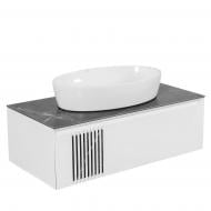 Тумба подвесная Aqua Rodos MANHATTAN (белый мат) со столешницей КР Namibia Black 100 см и умывальником One 67 см