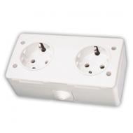 Розетка влагозащищенная двойная с заземлением Gunsan Nemliyer без шторок без крышки белый NE 07 11 196