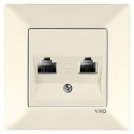 Розетка компьютерная + телефонная двойная Viko Meridian бежевый 90970235-WH