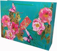 Пакет подарочный премиум класса 32 х 26 см цветочные дизайны