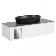 Тумба подвесная Aqua Rodos MANHATTAN (белый мат) со столешницей КР Namibia Black 120 см и умывальником One черный 67 см