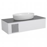 Тумба подвесная Aqua Rodos MANHATTAN (белый мат) со столешницей КР Namibia Black 120 см и умывальником One 67 см