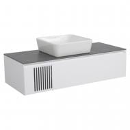 Тумба подвесная MANHATTAN (белый мат) со столешницей КР Namibia Black 120 см и умывальником One 46x46 см