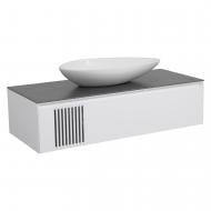 Тумба подвесная Aqua Rodos MANHATTAN (белый мат) со столешницей КР Namibia Black 120 см и умывальником Olive 74 см