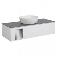 Тумба подвесная Aqua Rodos MANHATTAN (белый мат) со столешницей КР Namibia Black 120 см и умывальником One 46 см