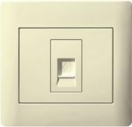 Розетка телефонная без заземления LXL Oscar с рамкой IP20 крем TL1126 Cream