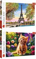 Набір пазлів Trefl (500 + 500 елементів) Миле кошенятко та Романтичний Париж 37525/37330
