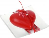 Свеча Сердце на стеклянной тарелке 100739