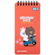 Блокнот YES 80x160 мм 60 лист. Line Friends Moto клетка 152202