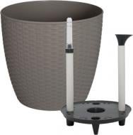Вазон пластиковый Алеана Ротанг с поливом 30x27,5 см круглый 18,1 л какао
