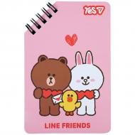 Блокнот YES 95x145 мм 60 лист. Line Friends Hearts линия 152226