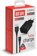 Зарядное устройство ColorWay 1USB Quick Charge 3.0 (18W) черное + cable micro USB