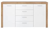 Комод BRW BALDER 2д4ш 1550x880x390 мм дуб ривьера/белый глянец S382-KOM2D4S-DRI/BIP