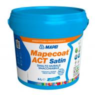 Краска бактерицидная акриловая Mapei ультрастойкая к очистке Mapecoat ACT Satin Base P Сатин полумат 4 л 4 кг