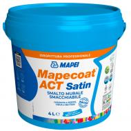 Краска бактерицидная акриловая Mapei Ультрастойкая к очистке Mapecoat ACT Satin Base T Сатин полумат 4 л 4 кг