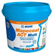 Краска бактерицидная акриловая Mapei ультрастойкая к очистке Mapecoat ACT Matt Base P Мат мат 4 л 4 кг