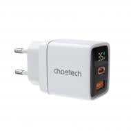 Мережевий зарядний пристрій Choetech PD35W USB 1A+1C з дисплеєм (PD6052-EU-WH)