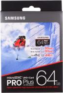 Карта памяти Samsung microSDXC 64 ГБ UHS-I Class 3 (U3) PRO Plus (MB-MD64DA/RU)