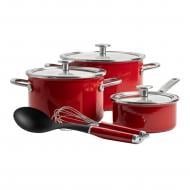 Набор посуды KitchenAid Steel Core, 16/20/24 см, 1,3/3,7/6 л, 8 предметов, красный (CC004920-001)