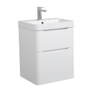 Тумба консольная Aqua Rodos Америна белый глянец с умывальником 50 см