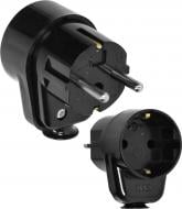 Электровилка угловая E.NEXT Uni-Schuko WT-16U/G-S с заземлением 250В 16А пластик черный