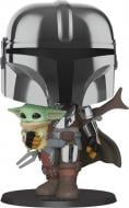 Фігурка Funko POP! Bobble Star Wars Mandalorian Mandalorian with Child Chrome 10" 49931 (FUN25491916)