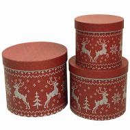 Коробка подарочная красная Олени W7964 S.14x12.6 см