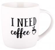 Чашка I Need Coffee 350 мл белая Fiora