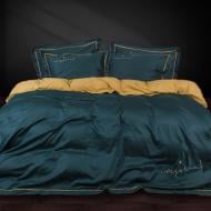 Комплект постельного белья Сатин Imperial Satin Messina 220х240 см бежевый/синий MirSon