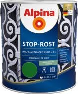 Эмаль алкидно-уретановая Alpina Stop-Rost RAL 9005 черный шелковистый мат 2.5 л