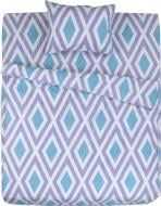 Комплект постельного белья Ромбы 1,5 голубо-бело-фиолетовый