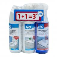 Набір HG Очищувач для душової та ванної + Гель для очищення унітазів + Чистячий спрей для скла та дзеркал Набір HG Очищувач для душової та ванної + Гель для очищення унітазів + Чистячий спрей для скла та дзеркал