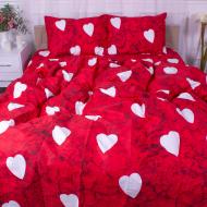 Комплект постельного белья Сатин 22-1275-1 Marble heart 200х220 см красный/белый MirSon