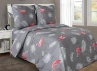 Комплект постельного белья Flamingo семейный серый с розовым UP! (Underprice)