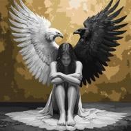 Картина по номерам Две стороны души с красками металлик 40х40 см см Ideyka