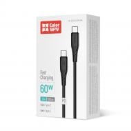 Дата-кабель ColorWay Type-C - Type-C (textured PVC) (PD Fast Charging 60W) 3А 1 м black (CW-CBPDCC094-BK)