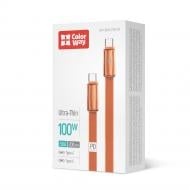 Дата-кабель ColorWay Type-C - Type-C (ultra-thin) (PD Fast Charging 100W) 5А 1 м оранжевый (CW-CBPDCC100-OR)