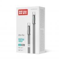 Дата-кабель ColorWay Type-C - Type-C (ultra-thin) (PD Fast Charging 100W) 5А 1 м grey (CW-CBPDCC100-GR)