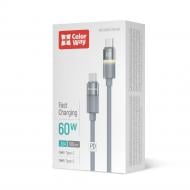 Дата-кабель ColorWay Type-C - Type-C (warm light) (PD Fast Charging 60W) 3А 1 м grey (CW-CBPDCC092-GR)