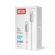 Дата-кабель ColorWay Type-C - Type-C (zinc alloy braided) (PD Fast Charging 100W) 5А 1 м white (CW-CBPDCC098-WT)