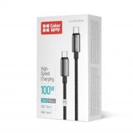Дата-кабель ColorWay Type-C - Type-C (zinc alloy braided) (PD Fast Charging 100W) 5А 1 м black (CW-CBPDCC098-BK)