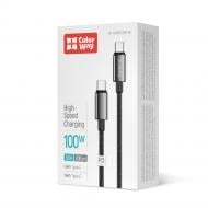 Дата-кабель ColorWay Type-C - Type-C (zinc alloy braided) (PD Fast Charging 100W) 5А 1 м black (CW-CBPDCC099-BK)