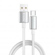Дата-кабель ColorWay USB - Type-C (zinc alloy braided) 3А 1 м white (CW-CBUC098-WT)