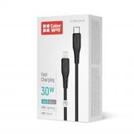 Дата-кабель ColorWay Type-C - Apple Lightning (textured PVC) (PD Fast Charging 30W) 1 м black (CW-CBPDCL094-BK)
