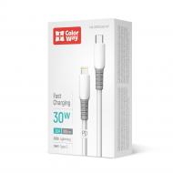 Дата-кабель ColorWay Type-C - Apple Lightning (liquid silicone) (PD Fast Charging 30W) 1 м white (CW-CBPDCL093-WT)