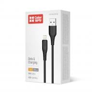 Дата-кабель ColorWay USB - Apple Lightning (textured PVC) 3А 2 м black (CW-CBUL095-BK)