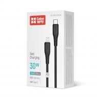 Дата-кабель ColorWay Type-C - Apple Lightning (textured PVC) (PD Fast Charging 30W) 2 м black (CW-CBPDCL095-BK)